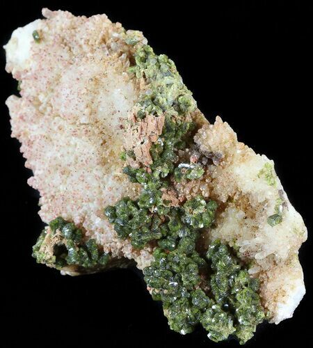 Lustrous, Epidote Crystal Cluster with Quartz - Morocco #49418